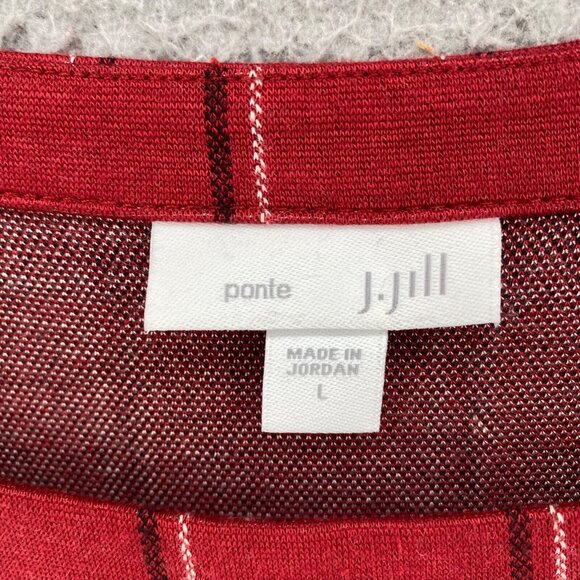 J Jill Dress Womens Large Red Plaid Ponte T Shirt Pockets Short Sleeve Stretch - Picture 5 of 10